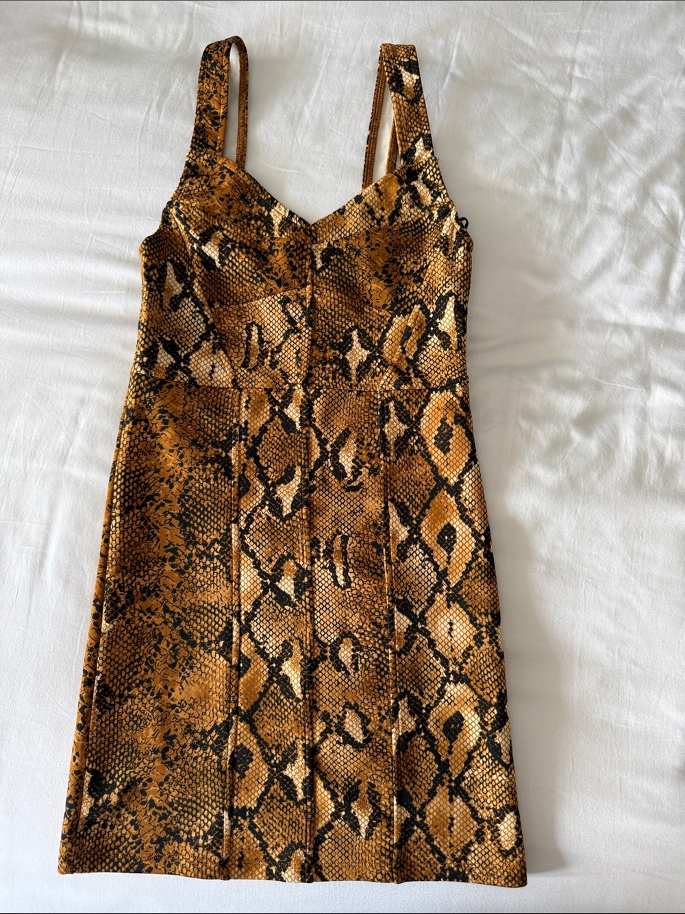 Zara Black and Brown Snake-Print Mini Slip Dress